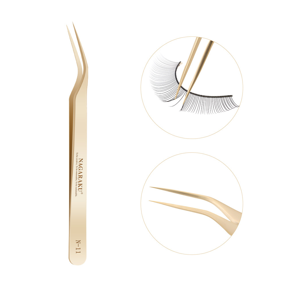 NAGARAKU Eyelash Extension Tweezers Makeup Stainless Steel Non-magnetic Pincet False Eyelash Tweezers 3D accurate tweezers