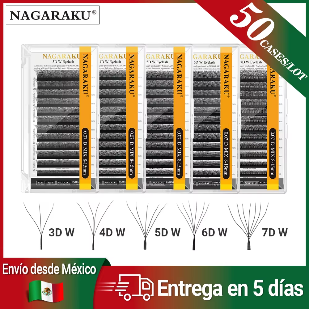 NAGARAKU 50 Cases of 3D 4D 5D 6D W Eyelashes Ship From Mexico