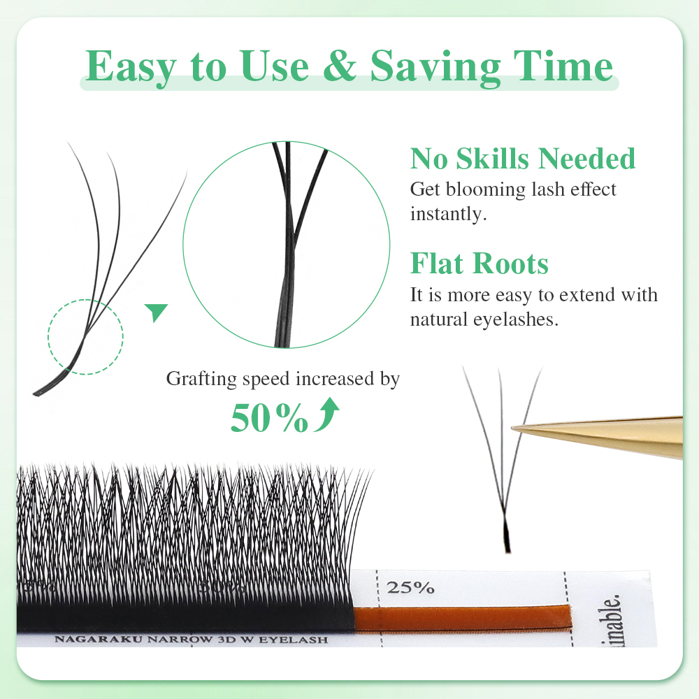 NAGARAKU Narrow 3D W Eyelash Extension