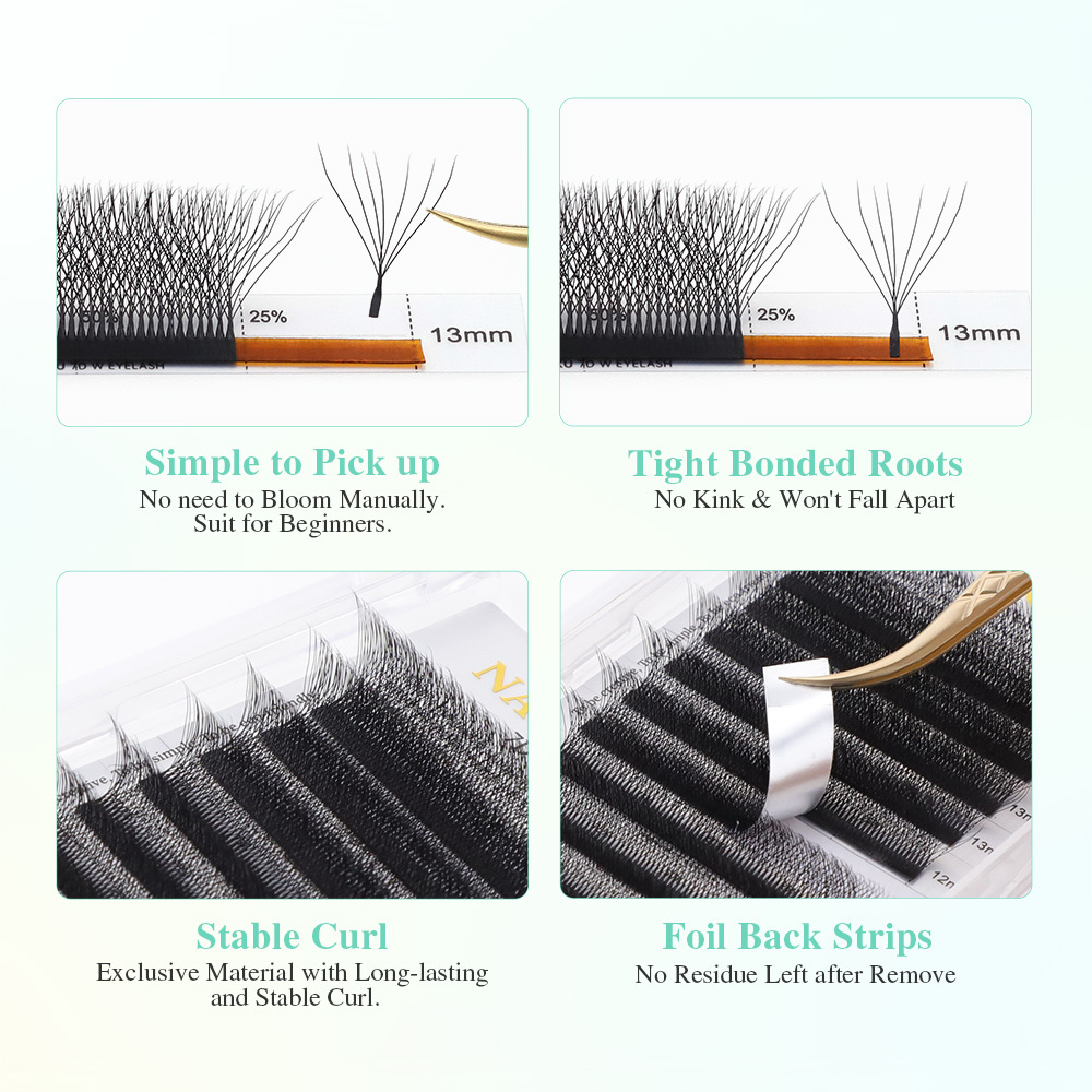 NAGARAKU Fast Shipping 5 Trays of YY 3D 4D 5D 6D 7D W Eyelash Extension