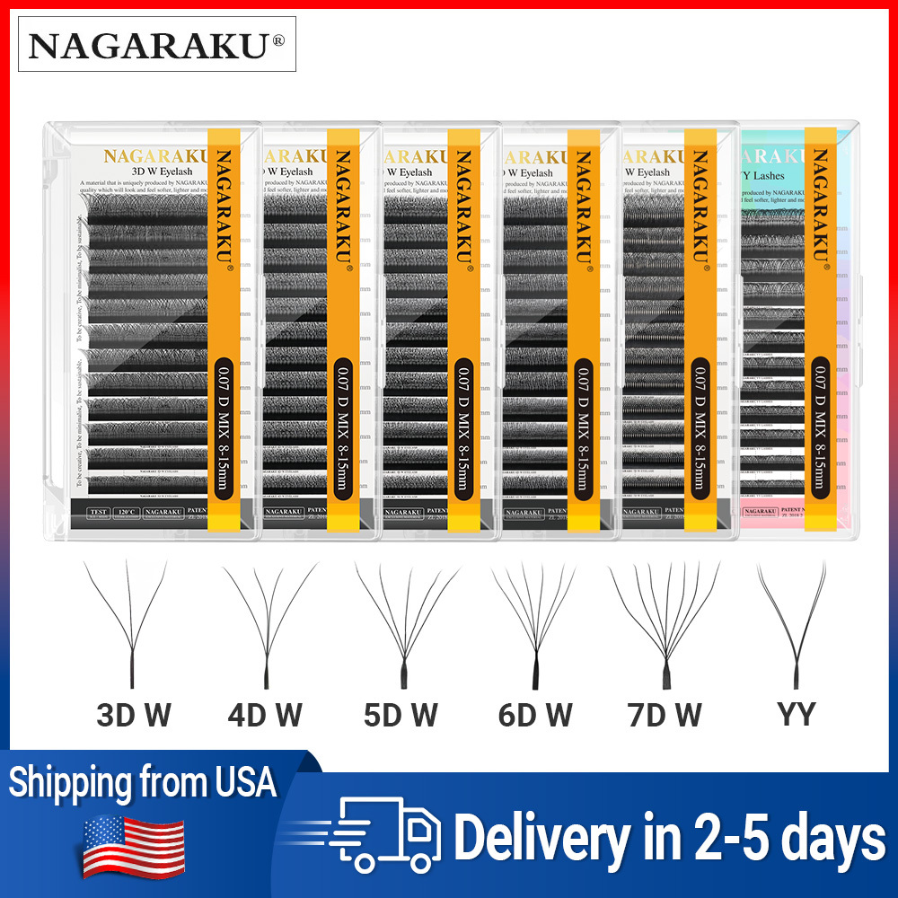 NAGARAKU Fast Shipping 5 Trays of YY 3D 4D 5D 6D 7D W Eyelash Extension