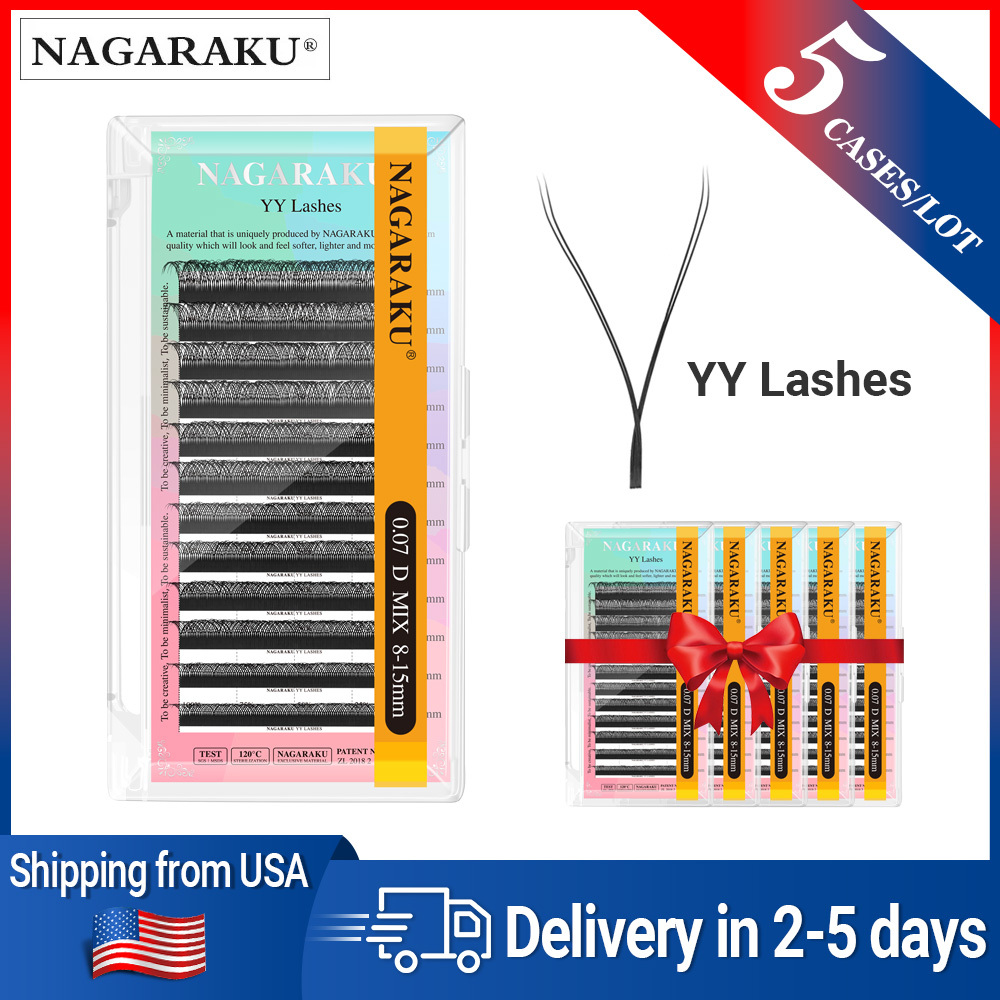 NAGARAKU Fast Shipping 5 Trays of YY 3D 4D 5D 6D 7D W Eyelash Extension