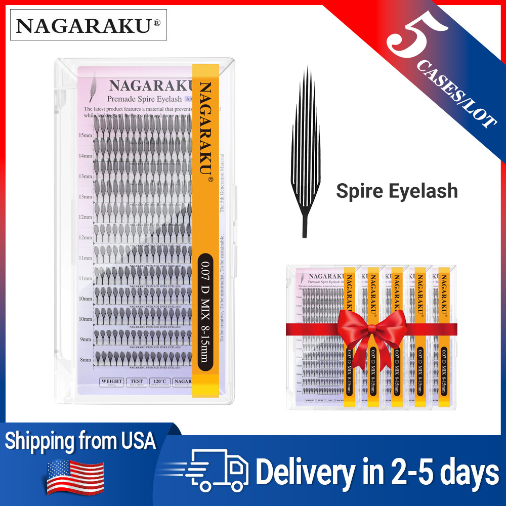 NAGARAKU Fast Shipping 5 Cases Premade Spire Eyelash