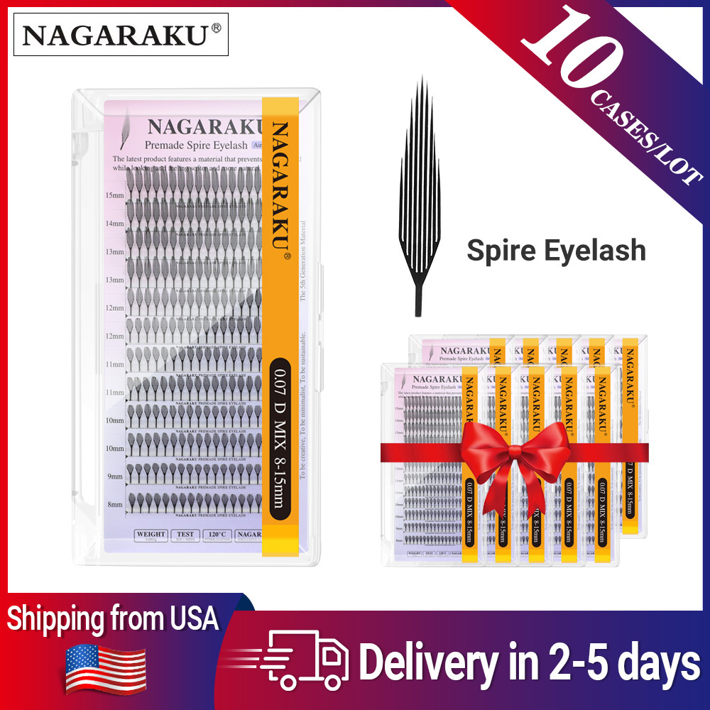 NAGARAKU Fast USA Shipping 5 Cases 10 Cases Lot Premade Spire Eyelash
