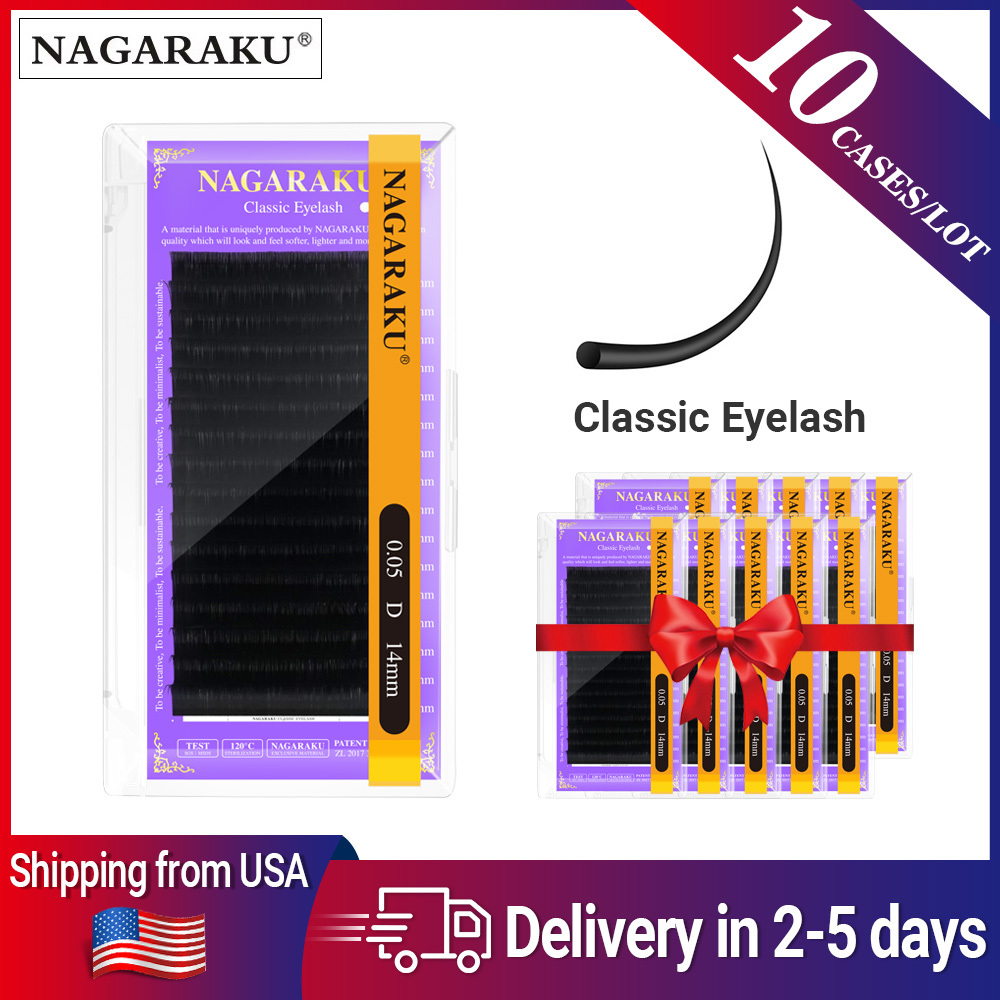 NAGARAKU Fast Shipping to USA Classic Individual Eyelashes 5 Cases / 10 Cases Lot