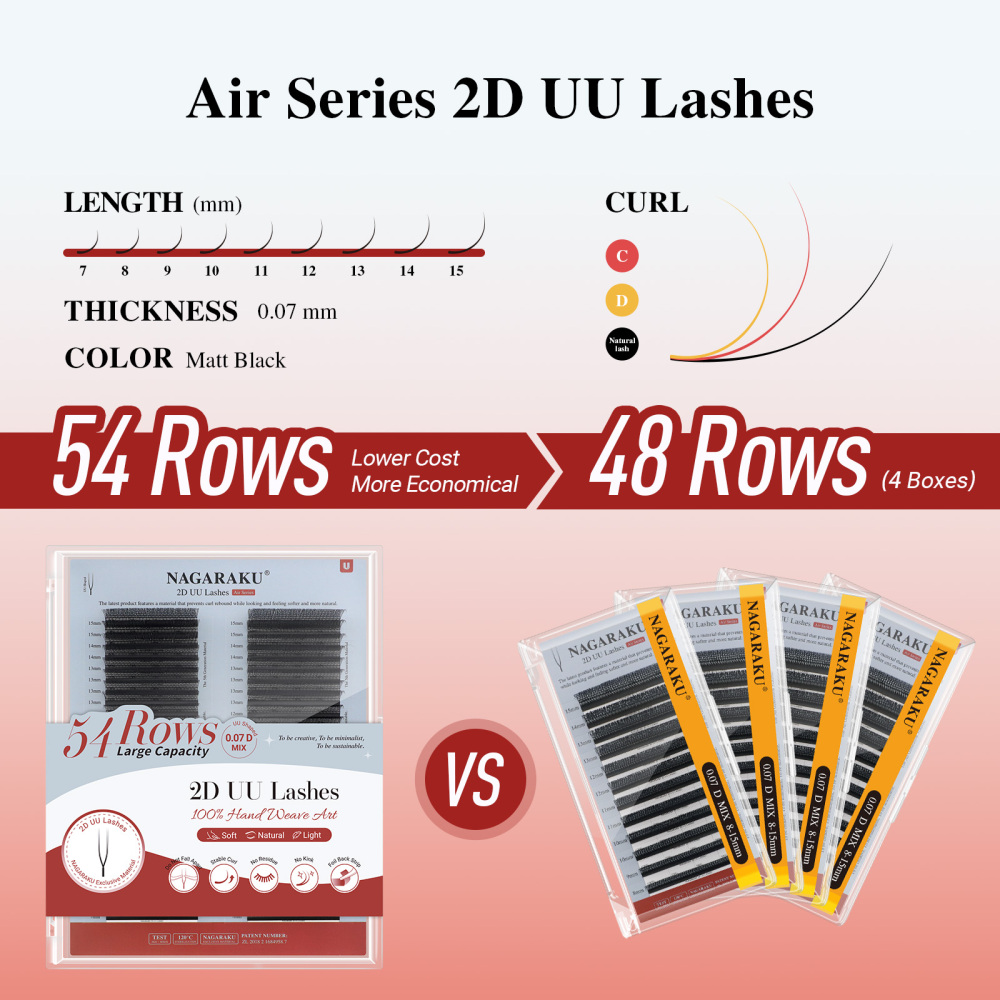 NAGARAKU 2D YY UU Eyelash Extension 54 Lines Big Capacity
