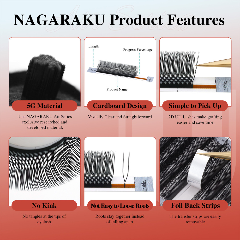 NAGARAKU 2D YY UU Eyelash Extension 54 Lines Big Capacity