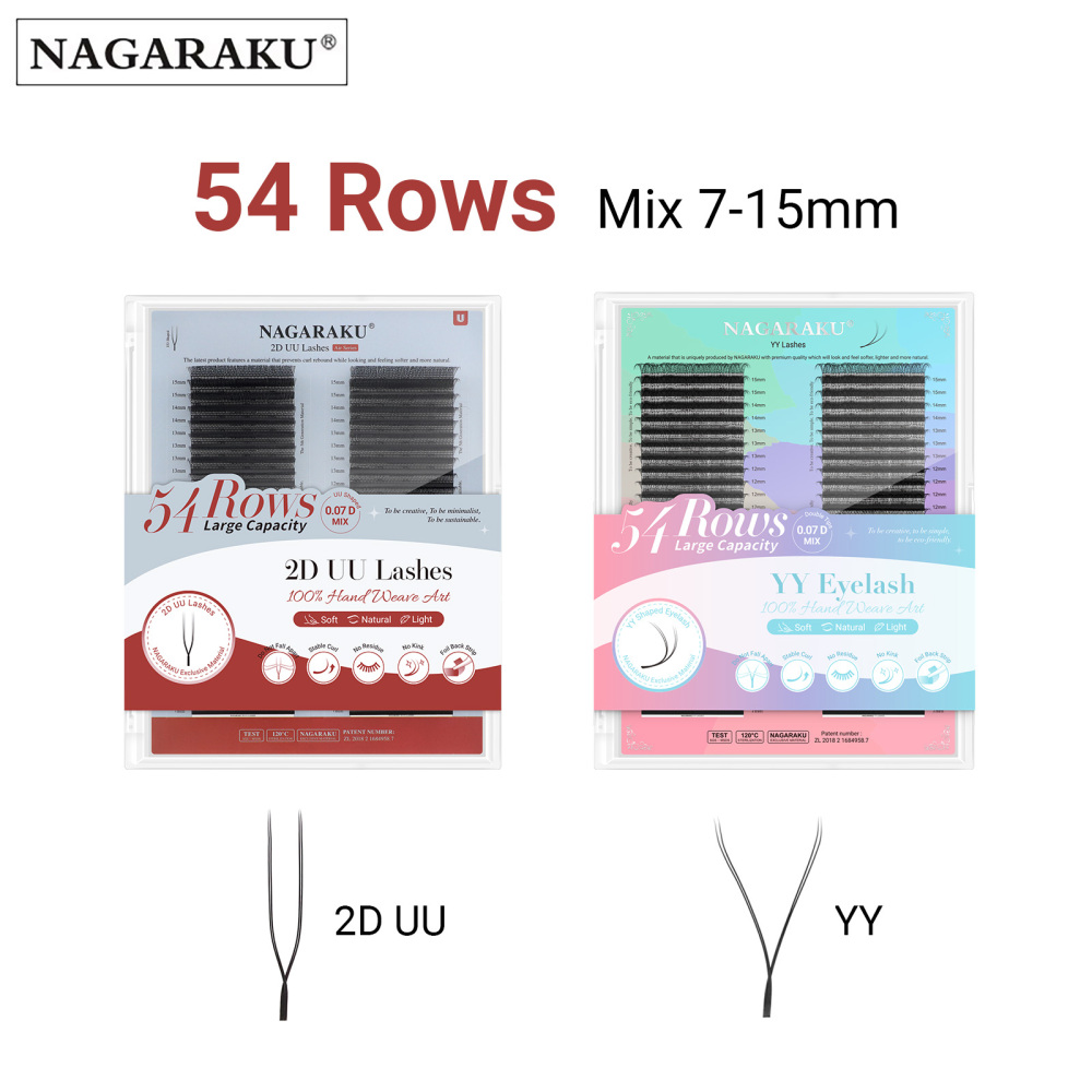 NAGARAKU 2D YY UU Eyelash Extension 54 Lines Big Capacity