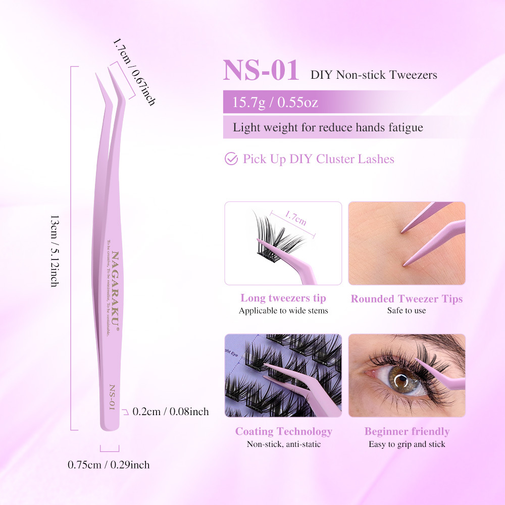 NAGARAKU Non-Stick Tweezers for DIY False Eyelashes NS-01