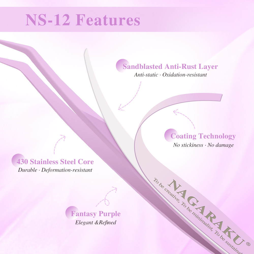 NAGARAKU Non-Stick Tweezers for DIY False Eyelashes NS-01