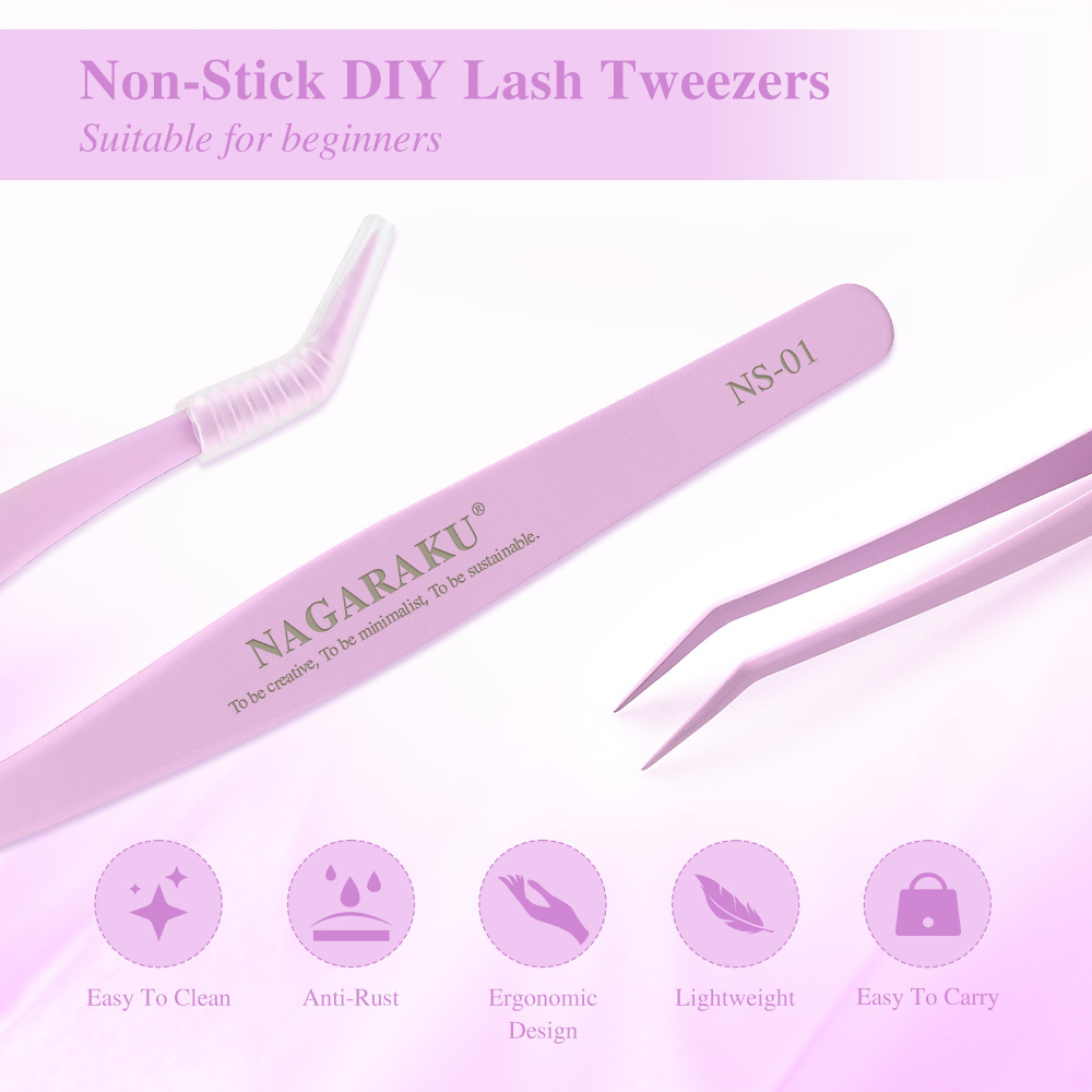 NAGARAKU Non-Stick Tweezers for DIY False Eyelashes NS-01