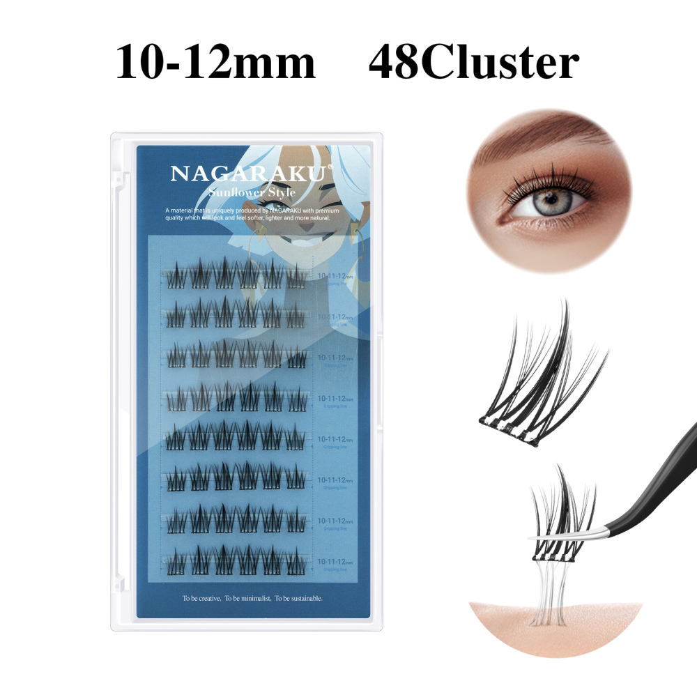 NAGARAKU DIY Grafting Lashes NO Glue Needed + Tweezer ESD-15 Combo
