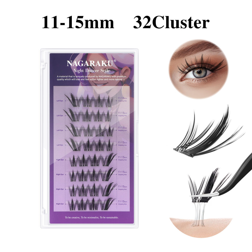 NAGARAKU DIY Grafting Lashes Self Adhesive NO Glue Needed Cluster Lash