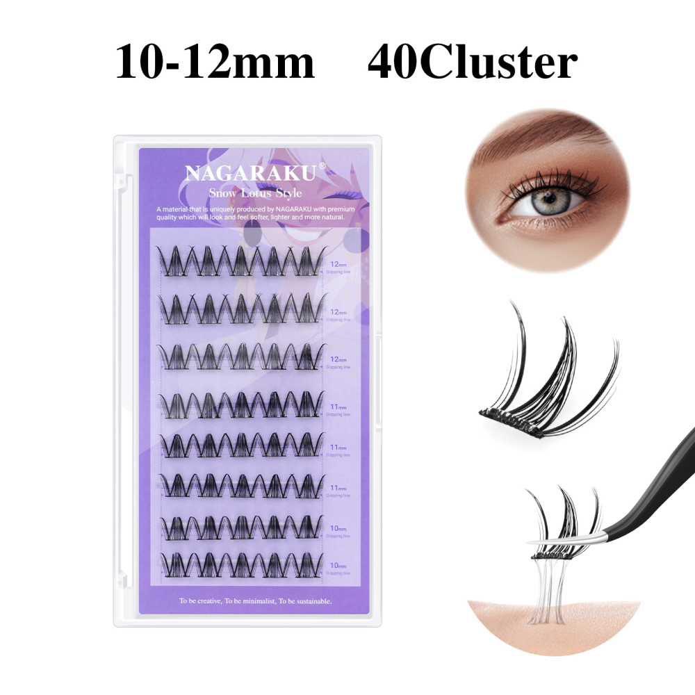 NAGARAKU DIY Grafting Lashes Self Adhesive NO Glue Needed Cluster Lash