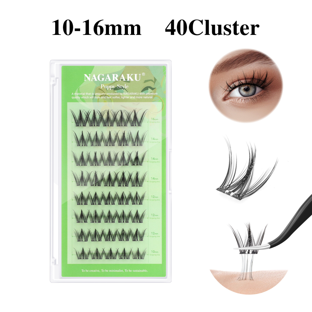 NAGARAKU DIY Grafting Lashes Self Adhesive NO Glue Needed Cluster Lash