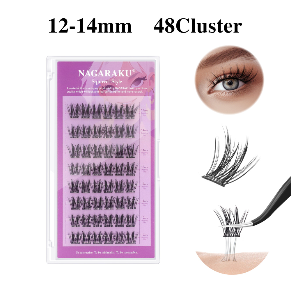 NAGARAKU DIY Grafting Lashes Self Adhesive NO Glue Needed Cluster Lash