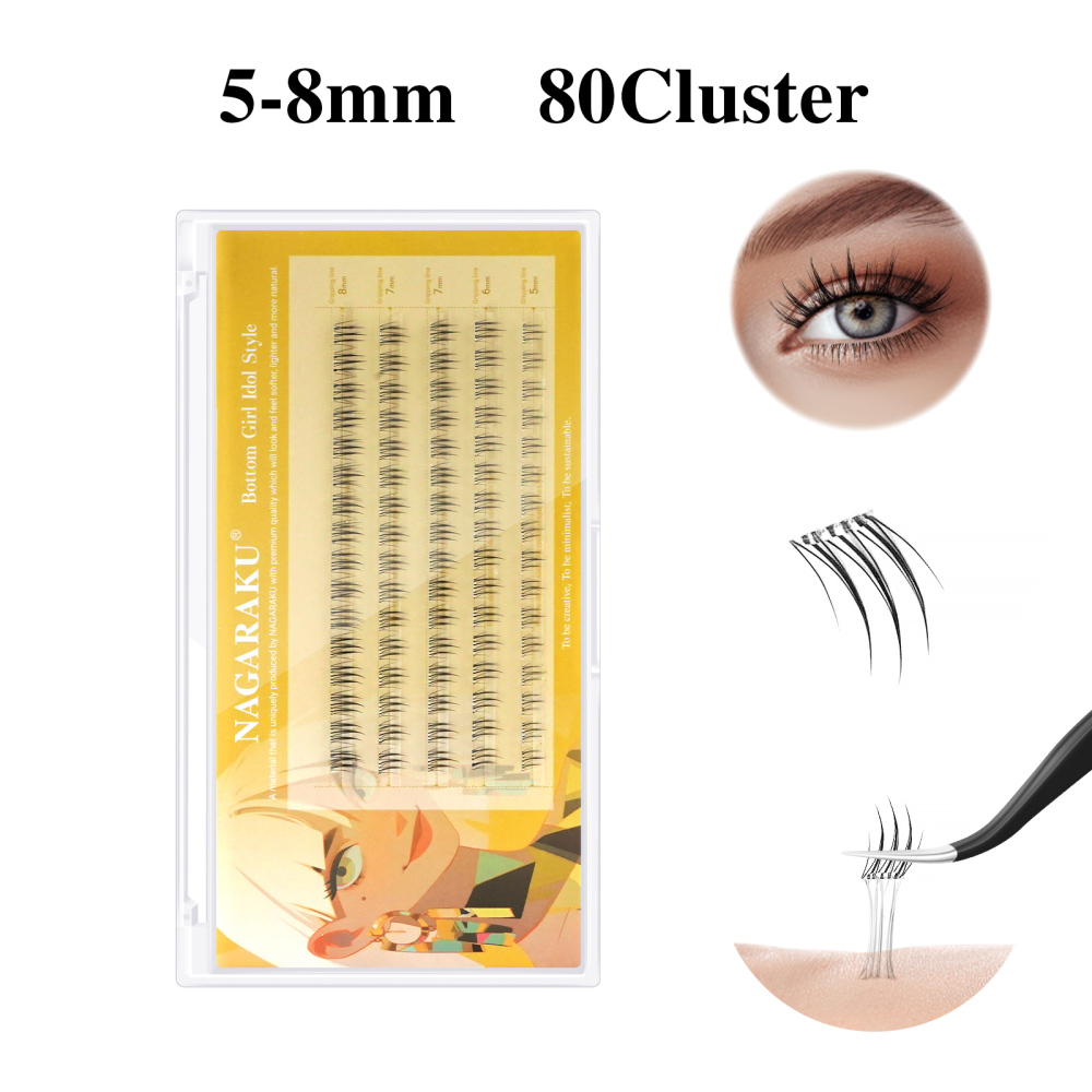 NAGARAKU DIY Grafting Lashes Self Adhesive NO Glue Needed Cluster Lash