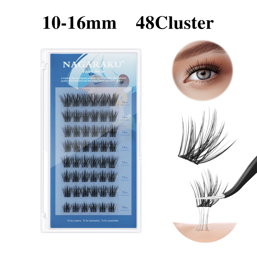 NAGARAKU DIY Grafting Lashes Self Adhesive NO Glue Needed Cluster Lash