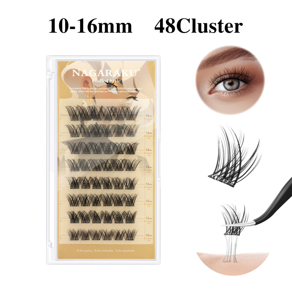 NAGARAKU DIY Grafting Lashes Self Adhesive NO Glue Needed Cluster Lash