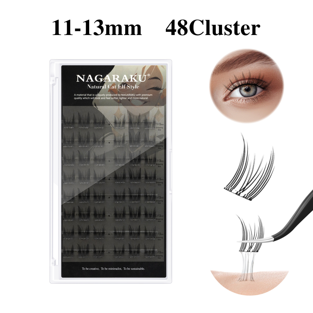 NAGARAKU DIY Grafting Lashes Self Adhesive NO Glue Needed Cluster Lash