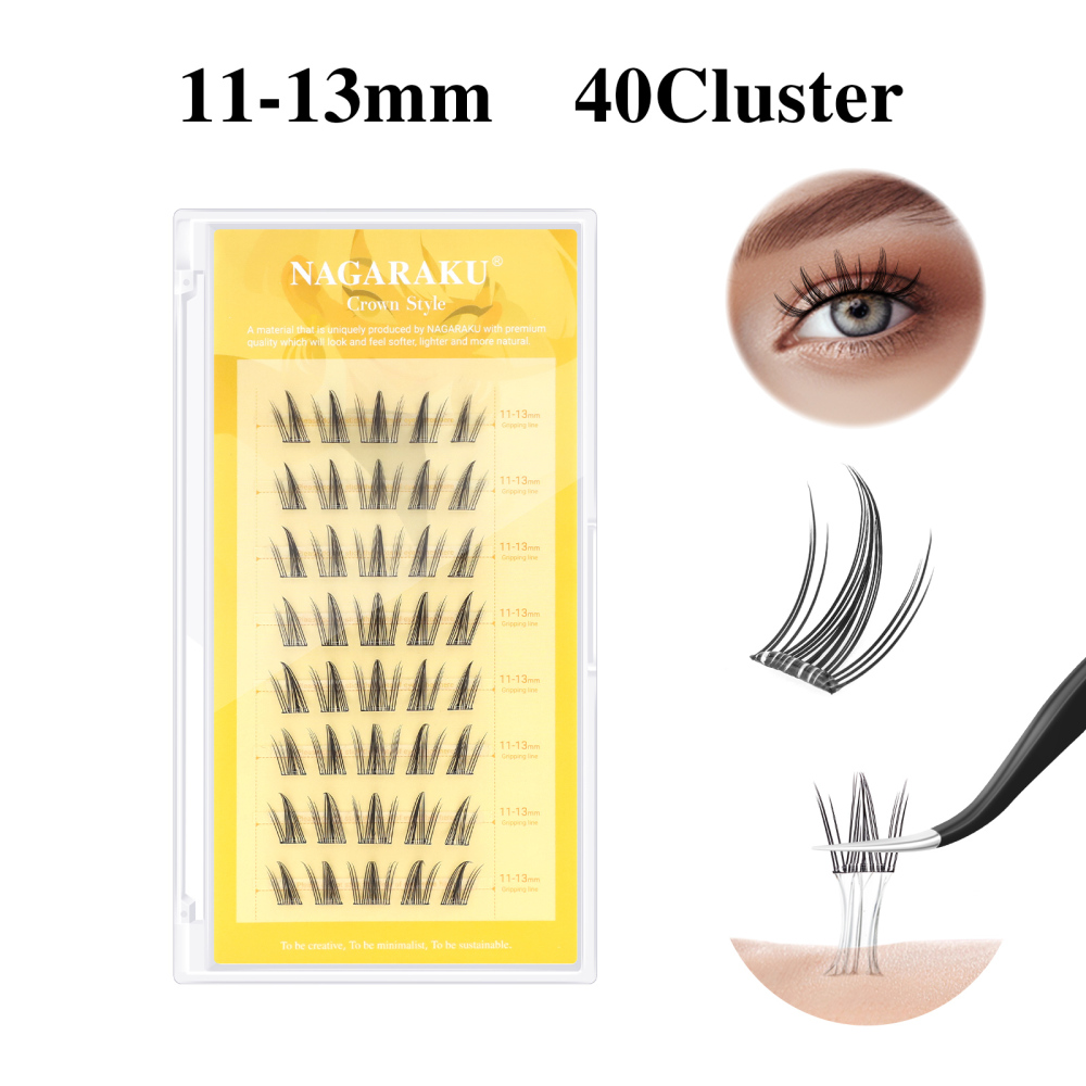 NAGARAKU DIY Grafting Lashes Self Adhesive NO Glue Needed Cluster Lash