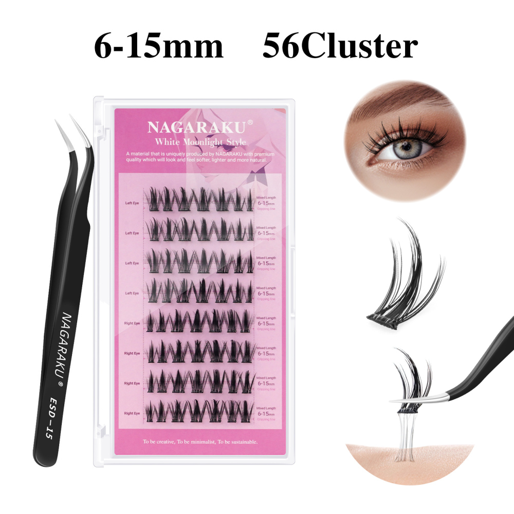 NAGARAKU  Self Adhesive DIY Cluster Lashes Tweezers Included