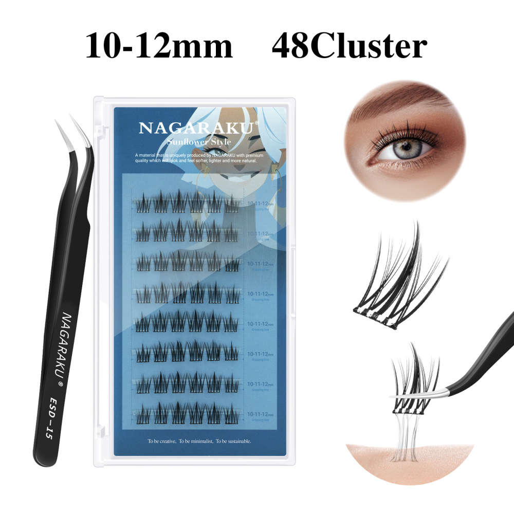 NAGARAKU  Self Adhesive DIY Cluster Lashes Tweezers Included