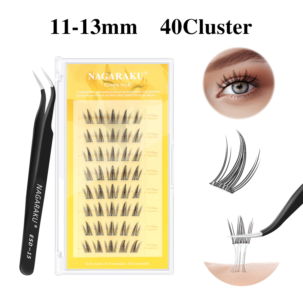 NAGARAKU  Self Adhesive DIY Cluster Lashes Tweezers Included