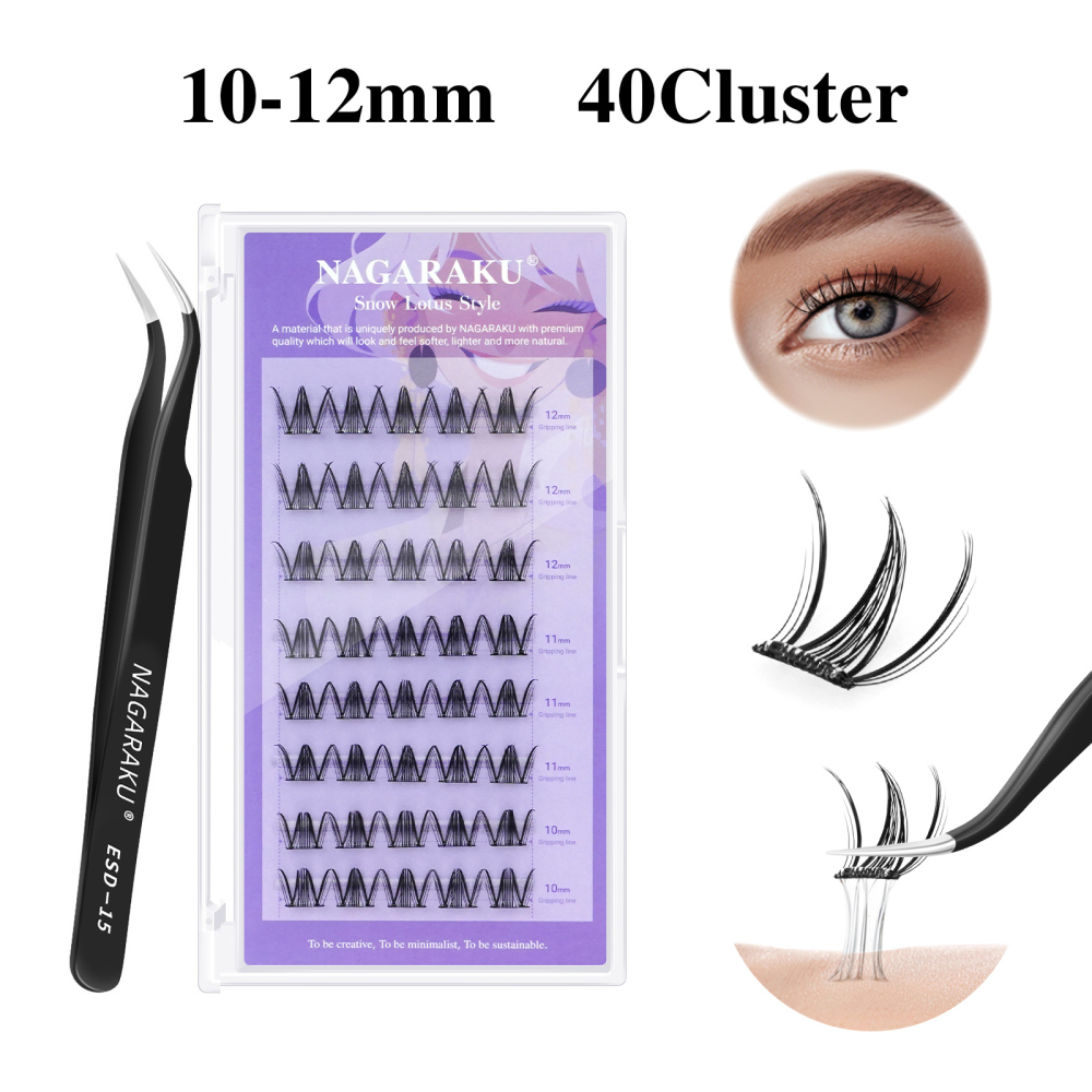 NAGARAKU  Self Adhesive DIY Cluster Lashes Tweezers Included