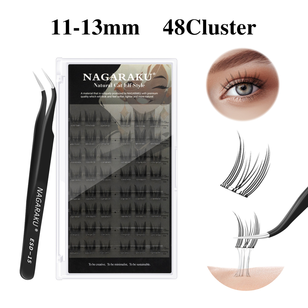 NAGARAKU  Self Adhesive DIY Cluster Lashes Tweezers Included