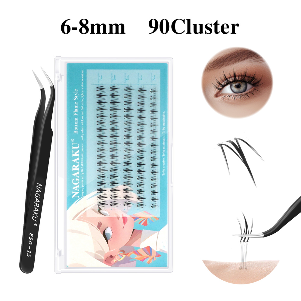 NAGARAKU  Self Adhesive DIY Cluster Lashes Tweezers Included