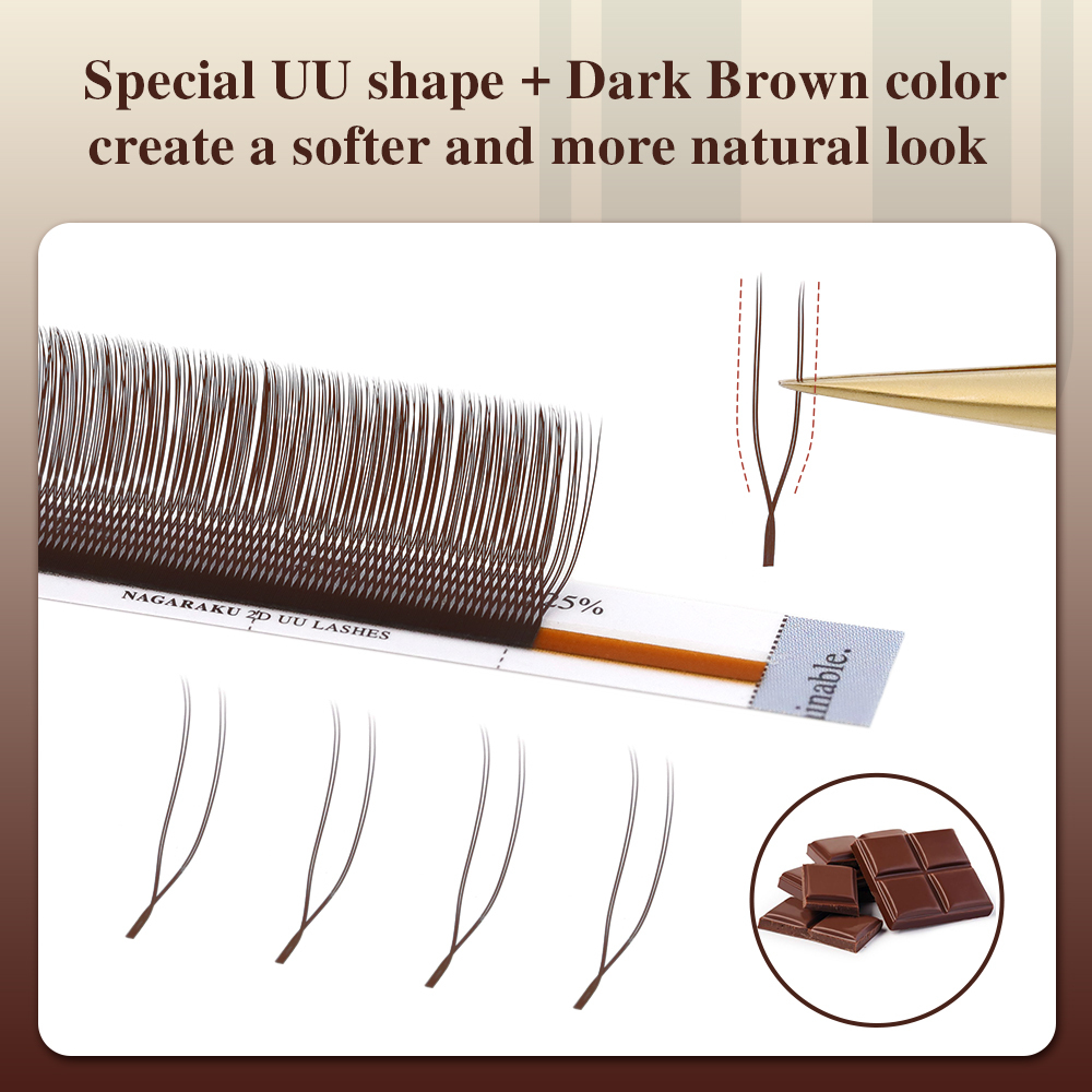 NAGARAKU U-Shaped 2D/3D UU Dark Brown 2D UU Eyelash Extension