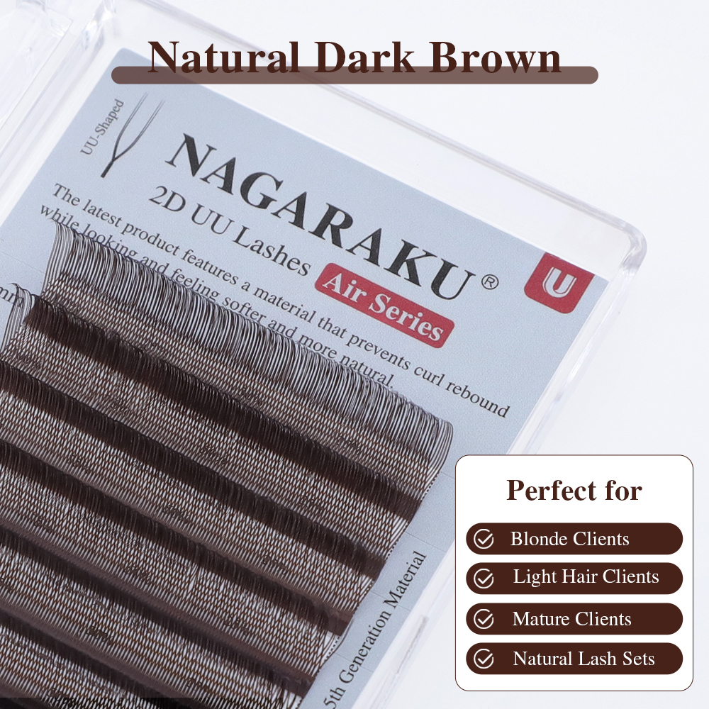 NAGARAKU U-Shaped 2D/3D UU Dark Brown 2D UU Eyelash Extension