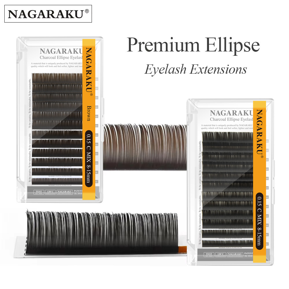 NAGARAKU Grey Black Brown Color Split Tips Ellipse Eyelashes