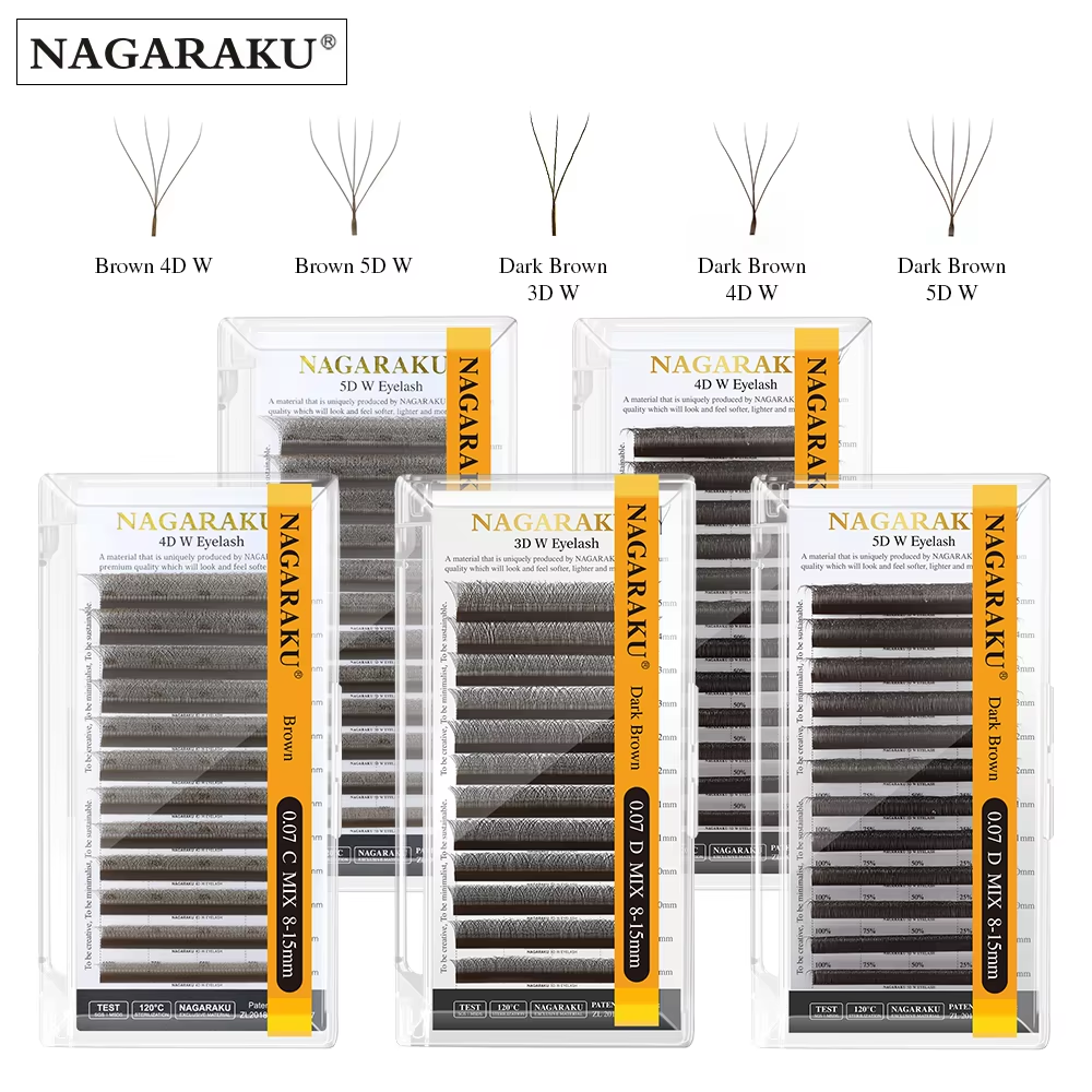 NAGARAKU Brown Color 3D 4D 5D W Eyelash Extension