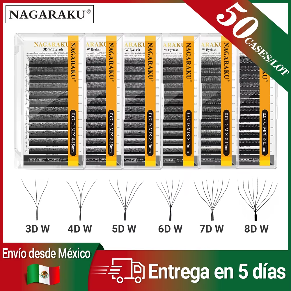 NAGARAKU  50 Cases of 3D 4D 5D 6D 7D 8D W Eyelashes Ship From Mexico