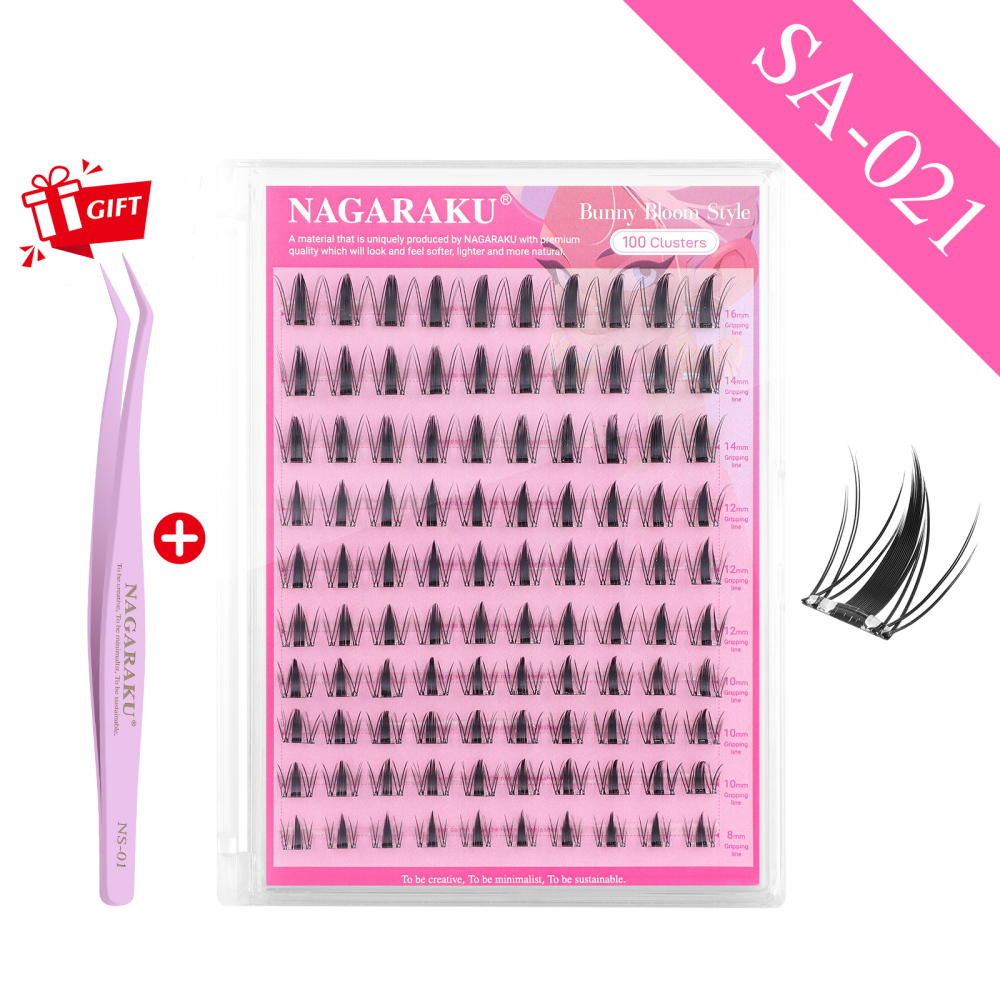 NAGARAKU  Self Adhesive DIY Cluster Lashes Tweezers Included