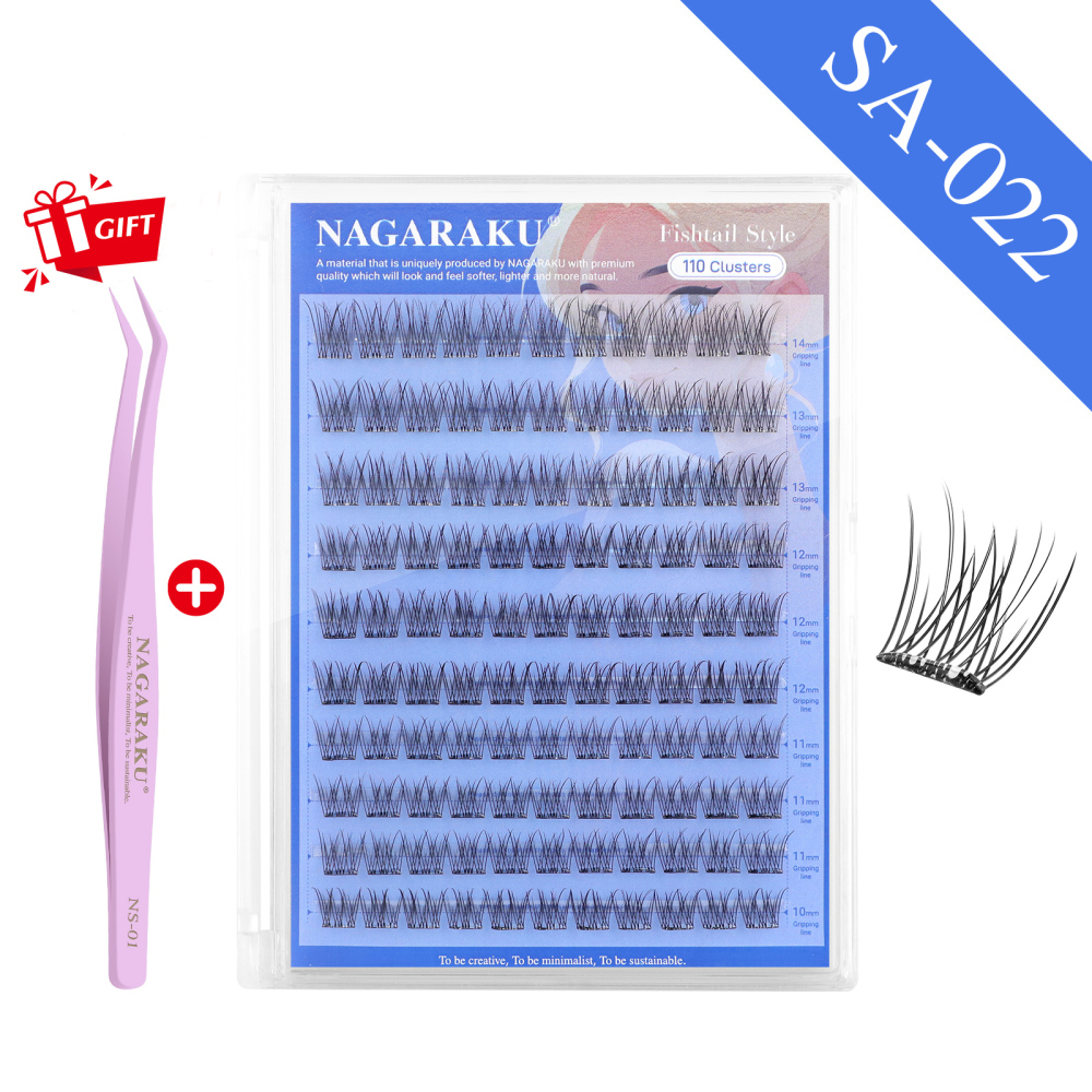 NAGARAKU  Self Adhesive DIY Cluster Lashes Tweezers Included