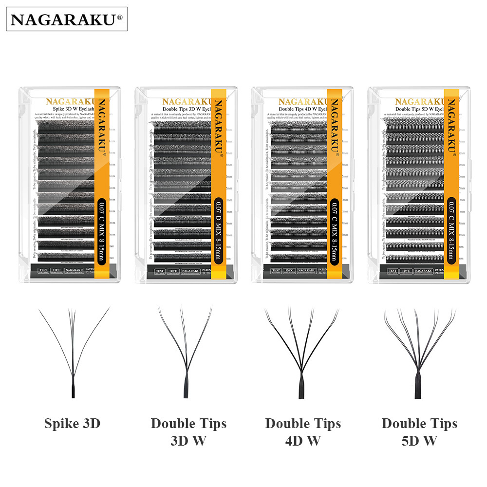 NAGARAKU Double Tips 3D 4D 5D W Spike 3D W Eyelash Extension