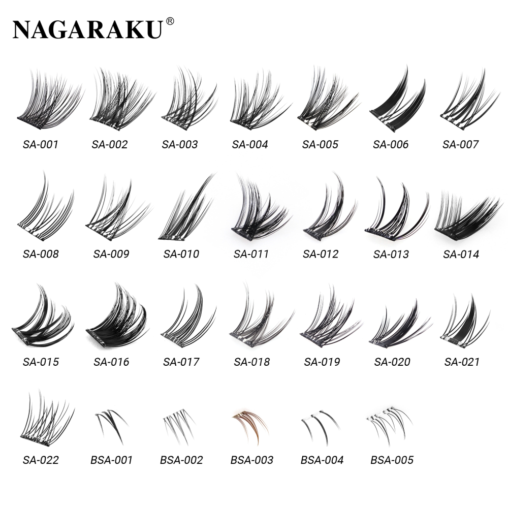 NAGARAKU  Self Adhesive DIY Cluster Lashes Tweezers Included