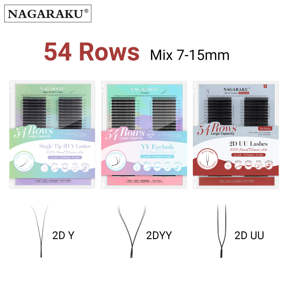 NAGARAKU 2D YY UU Eyelash Extension 54 Lines Big Capacity