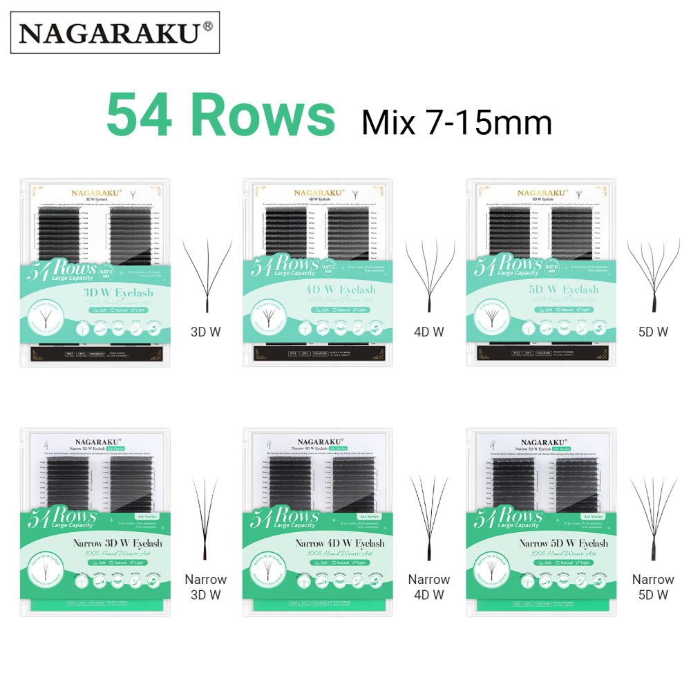 NAGARAKU 3D 4D 5D W Eyelash Extension 54 Rows Big Capacity