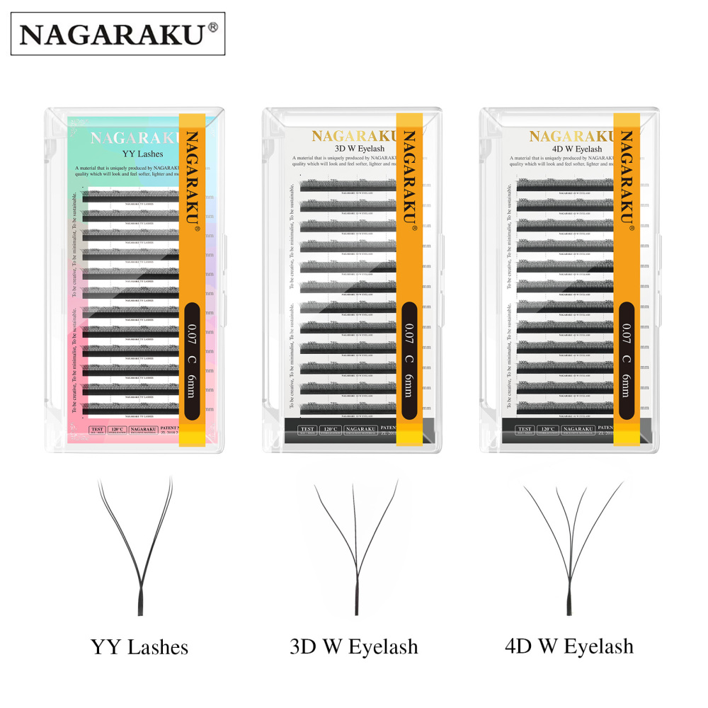 NAGARAKU 2D YY 3D / 4D W Eyelash Extension 6mm 7mm