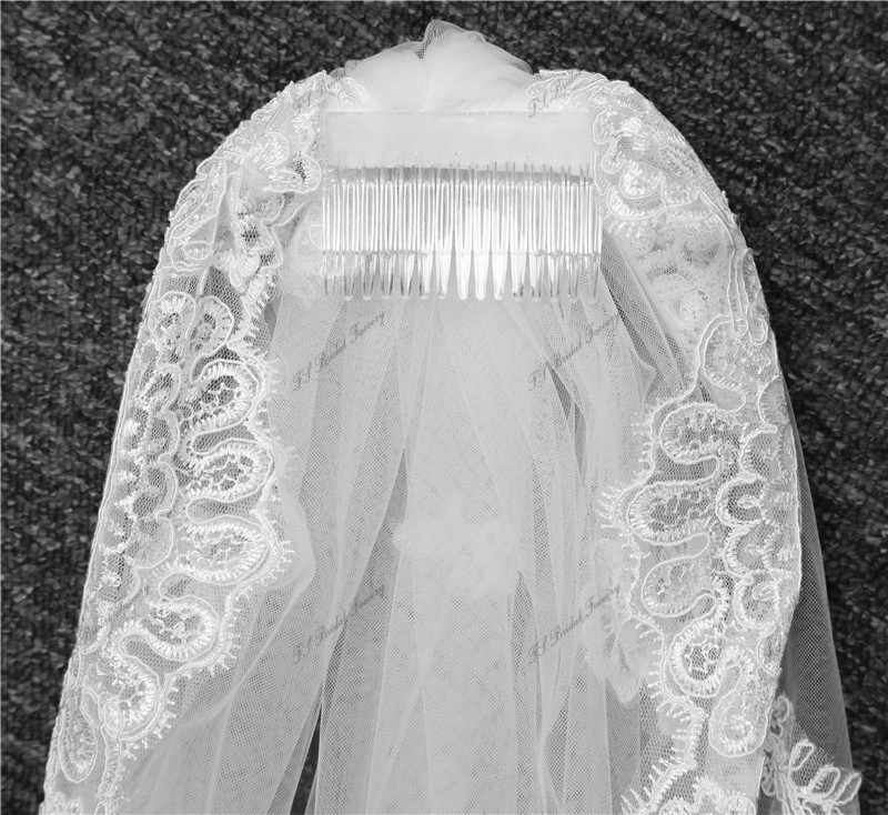 One Tier Chapel Bridal Accessories Veils With Comb