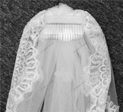One Tier Chapel Bridal Accessories Veils With Comb
