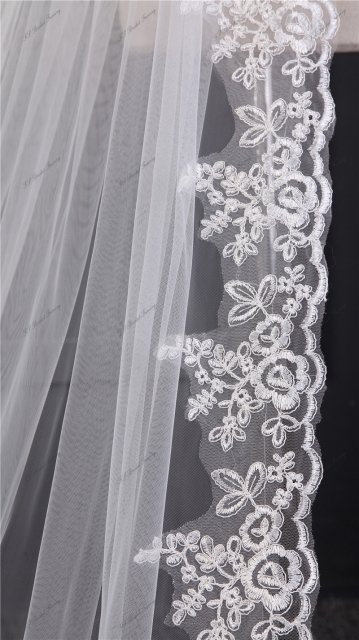 One Tier Chapel Bridal Accessories Veils With Comb