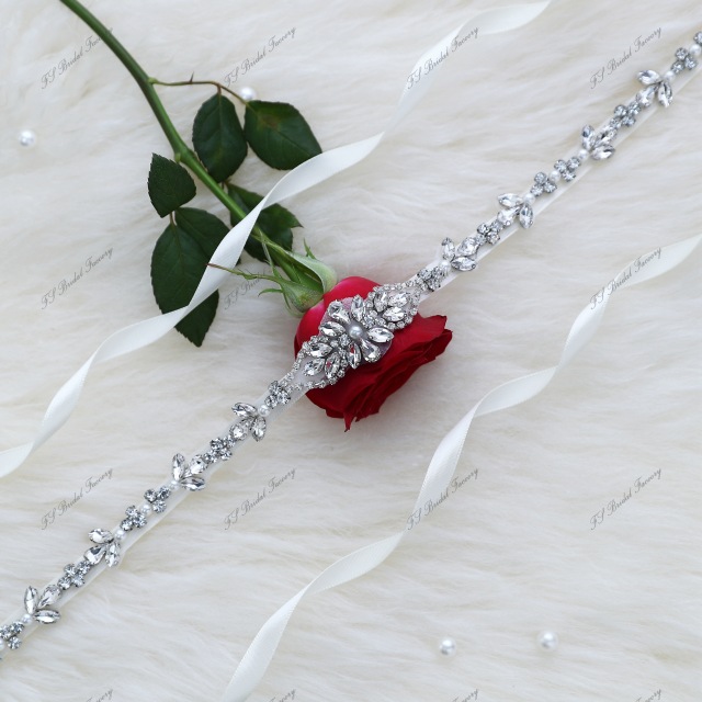 Wholesale Sparkly Rhinestones Satin Ties Sash
