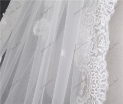 One Tier Chapel Bridal Accessories Veils With Comb