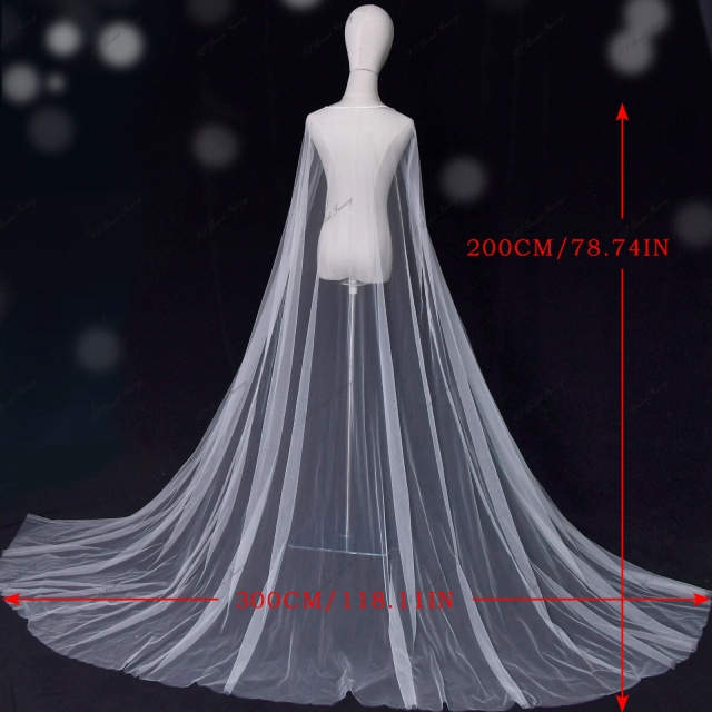 Plain Simple Tulle Bridal Capes For Wedding Gowns