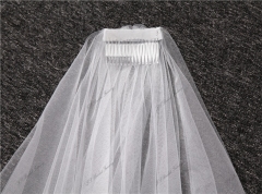 Two Layer Wedding Veils With Lace On Hem